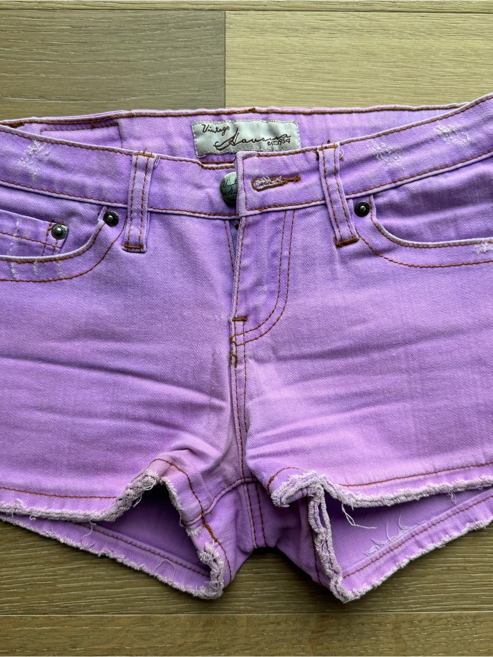 Vintage Havana Lavender Frayed Denim Cutoff Shorts
